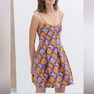 Zara Orange and Blue Geometric Mini Dress